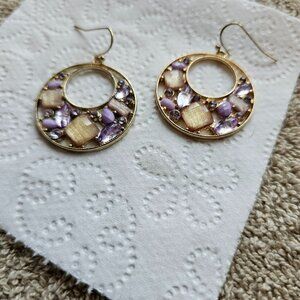 1980's beautiful loops and stones earrings